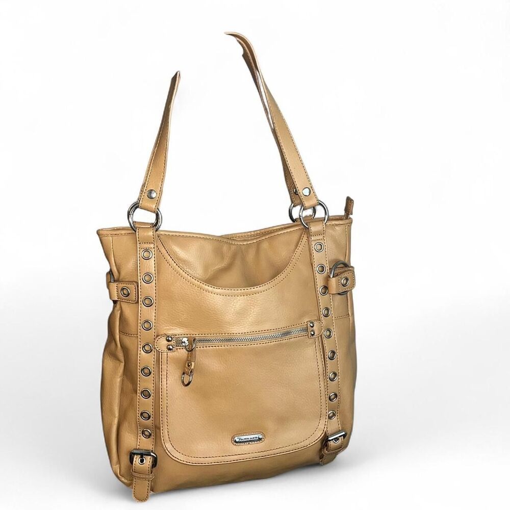 Franco Sarto camel tan leather shoulder tote
